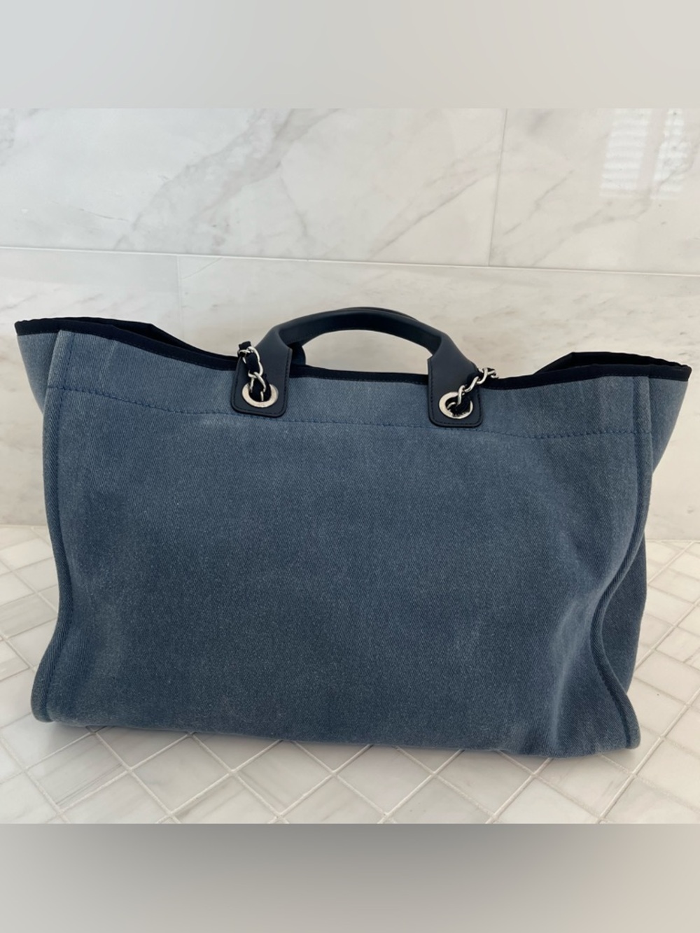 Chanel Blue Sequins canvas tote  Deauville large size - Picture 5 of 17